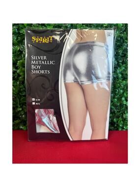 Spirit Halloween Silver Metallic Boyshorts Shorts Costume Rave Dance S/M Cosplay